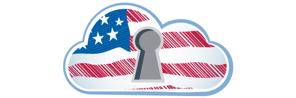 USA flag in cloud with secure lock