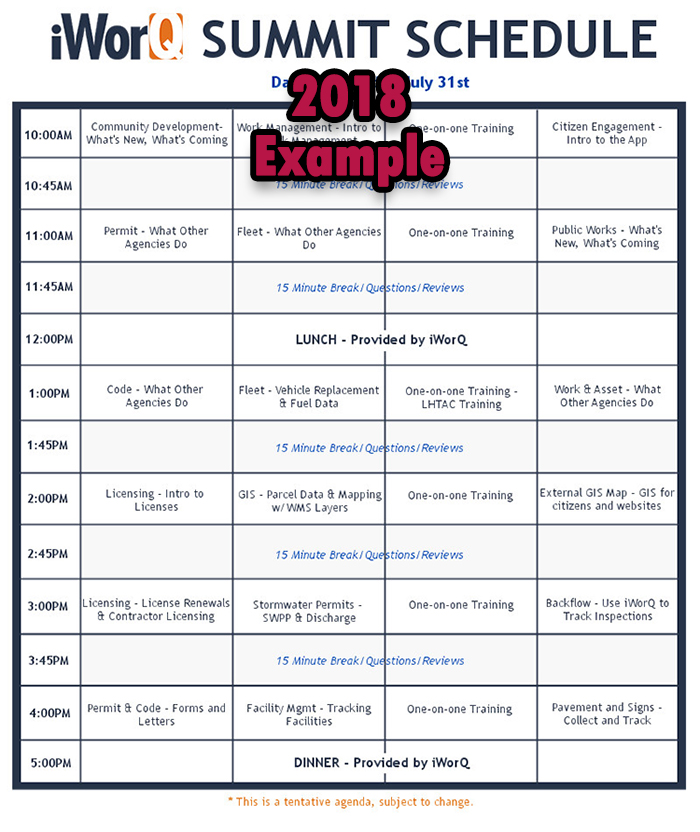 iWorQ Summit schedule example