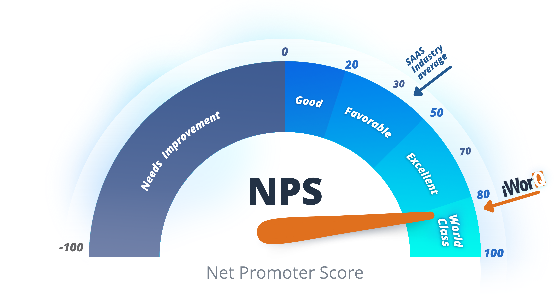 NPS Net Promoter Rating Scale for iWorQ and Saas Industry