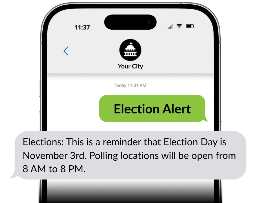 An example alert from the Elections Office.